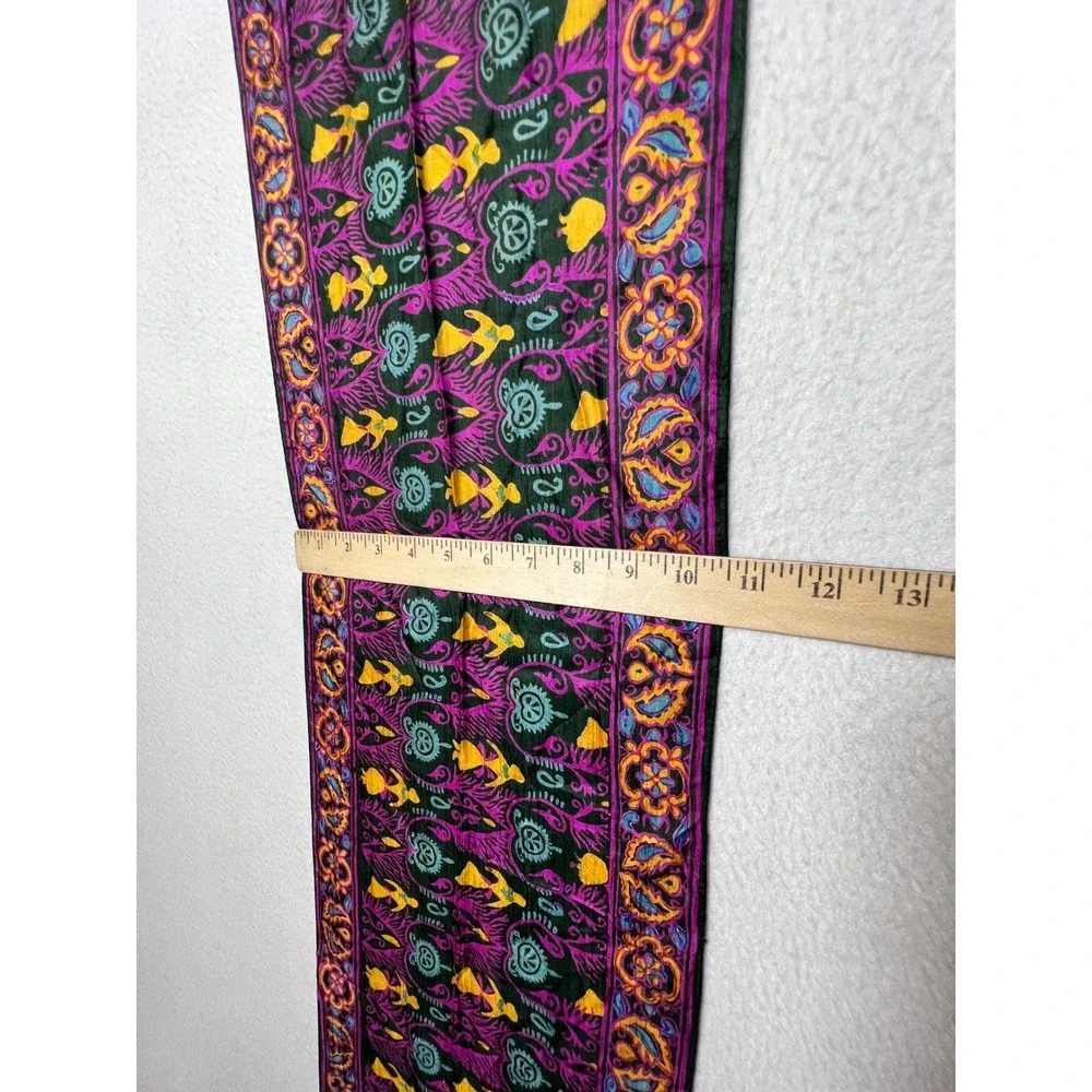 Unbranded Womens Scarf Psychedelic Fish Floral OS Green Magenta Boho Rectangular